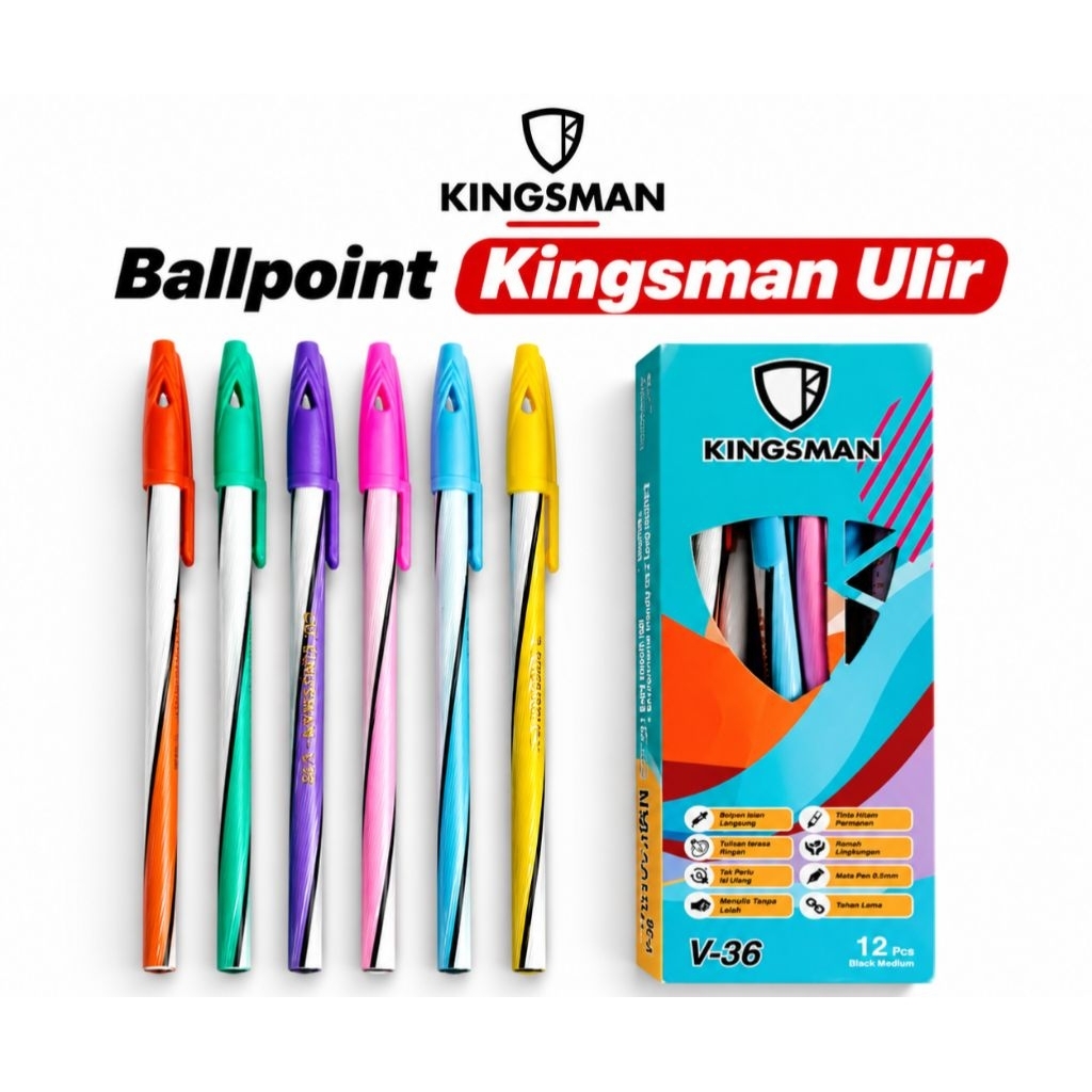 12 PCS BALPOINT KINGSMAN ULIR PENA PULPEN KINGSMAN ULIR