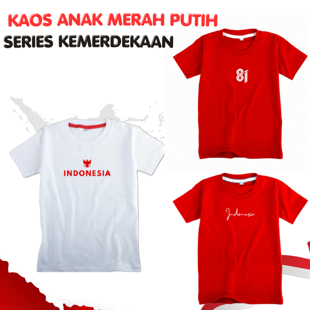 Kaos Anak Merah Putih Kaos Pendek Anak Karnaval 17 agustus Kaos Anak Merah Putih Kemerdekaan