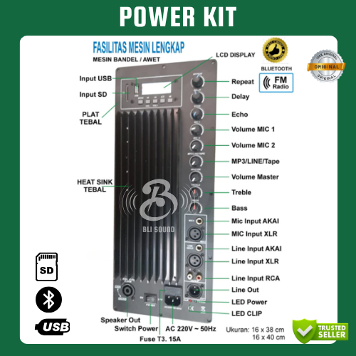 NEW POWER KIT MESIN KIT SPEAKER AKTIF USB BLUETOOTH 500-1000 WATT SPEAKER AKTIF MESIN AKTIF