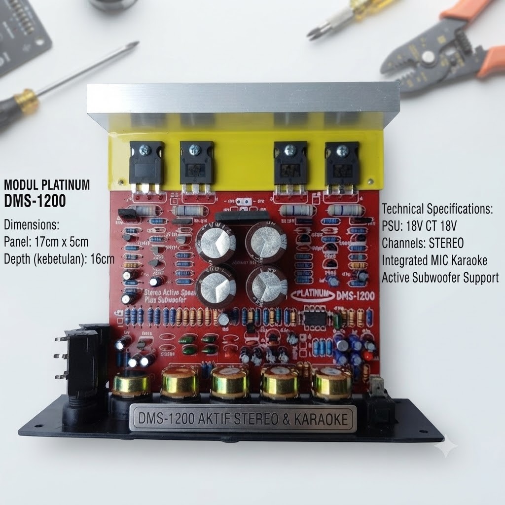 Kit Speaker Aktif Stereo DMS 1200 Modul Mesin Amplifier Audio Preamp Mixer Toko Lukas