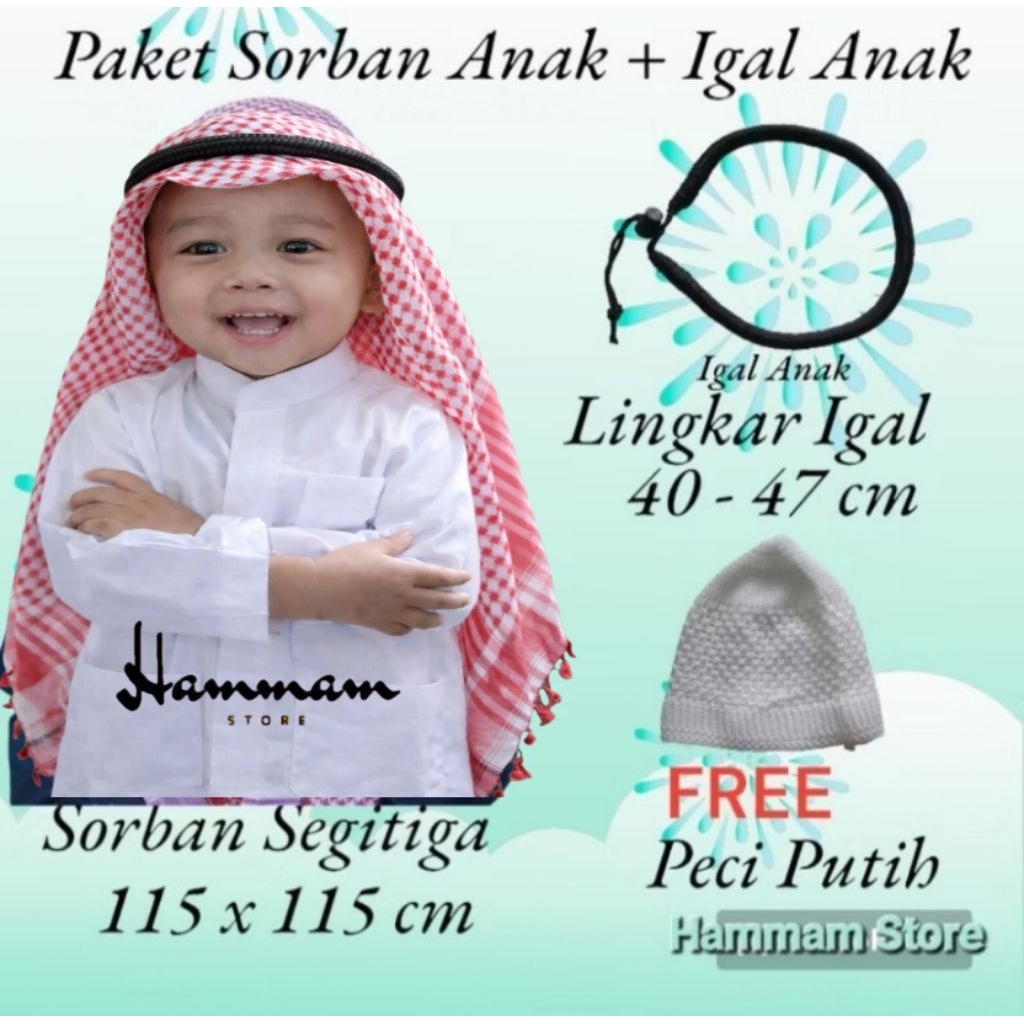 Igal Sorban Anak - Ikat Sorban - Igal Arab - Igal Anak - Igal Bayi