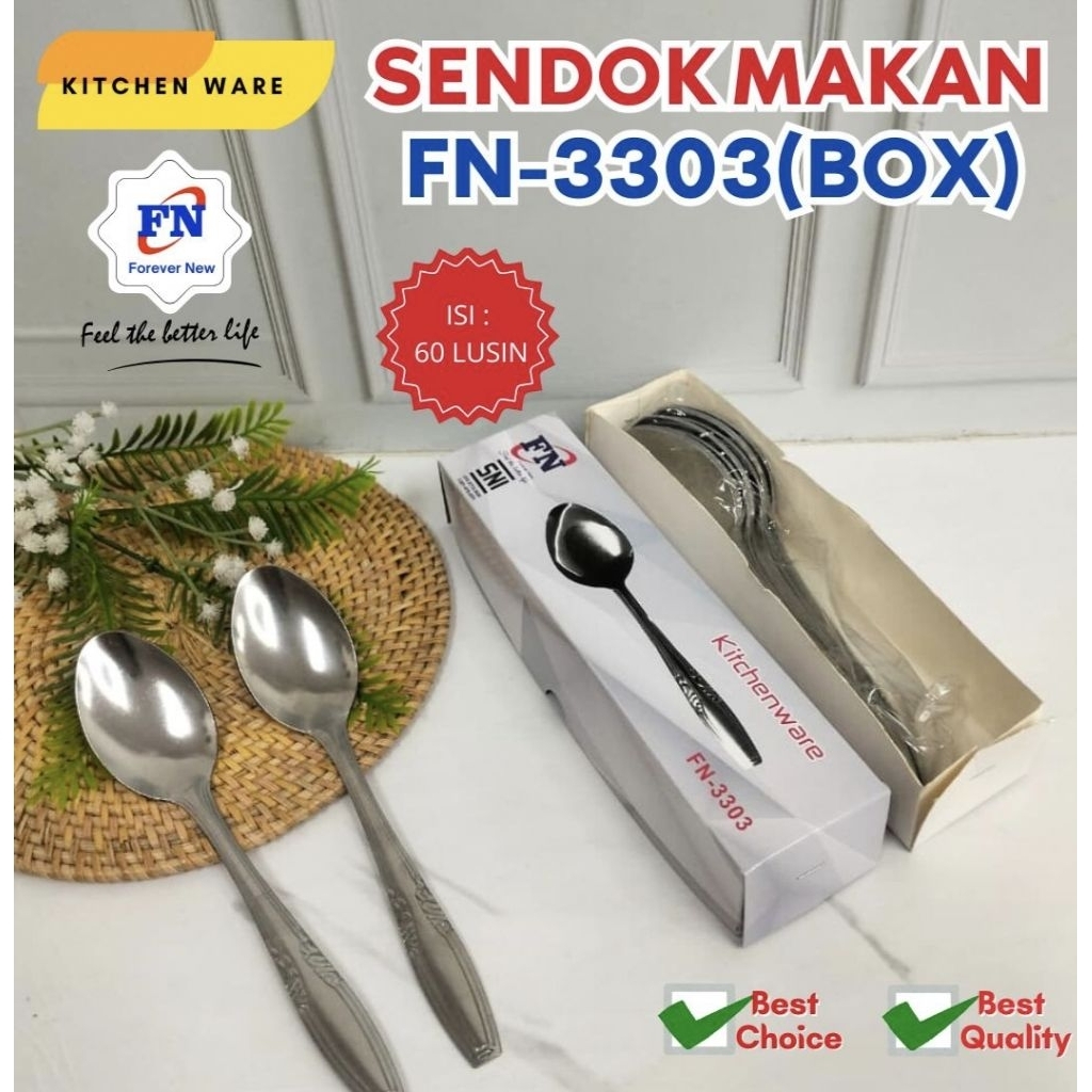 FN3303(1lusin/12pcs)-SENDOK MAKAN STAINLESS STEL TEBAL FN-3303 SNI WADAH BOX