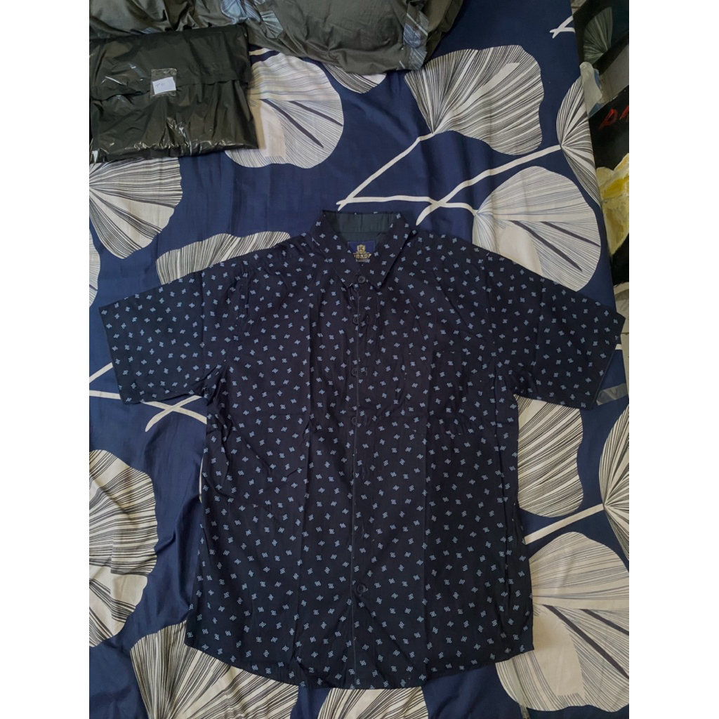 kemeja navy motif second