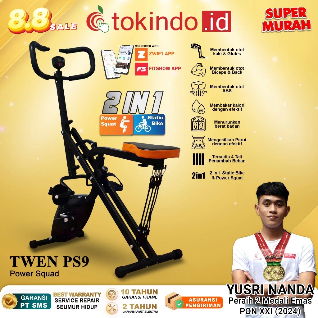 TWEN PS8 PS9 Power Squat Rider - Power Squat Sports Equipment - Power Home Squat - Alat Olahraga