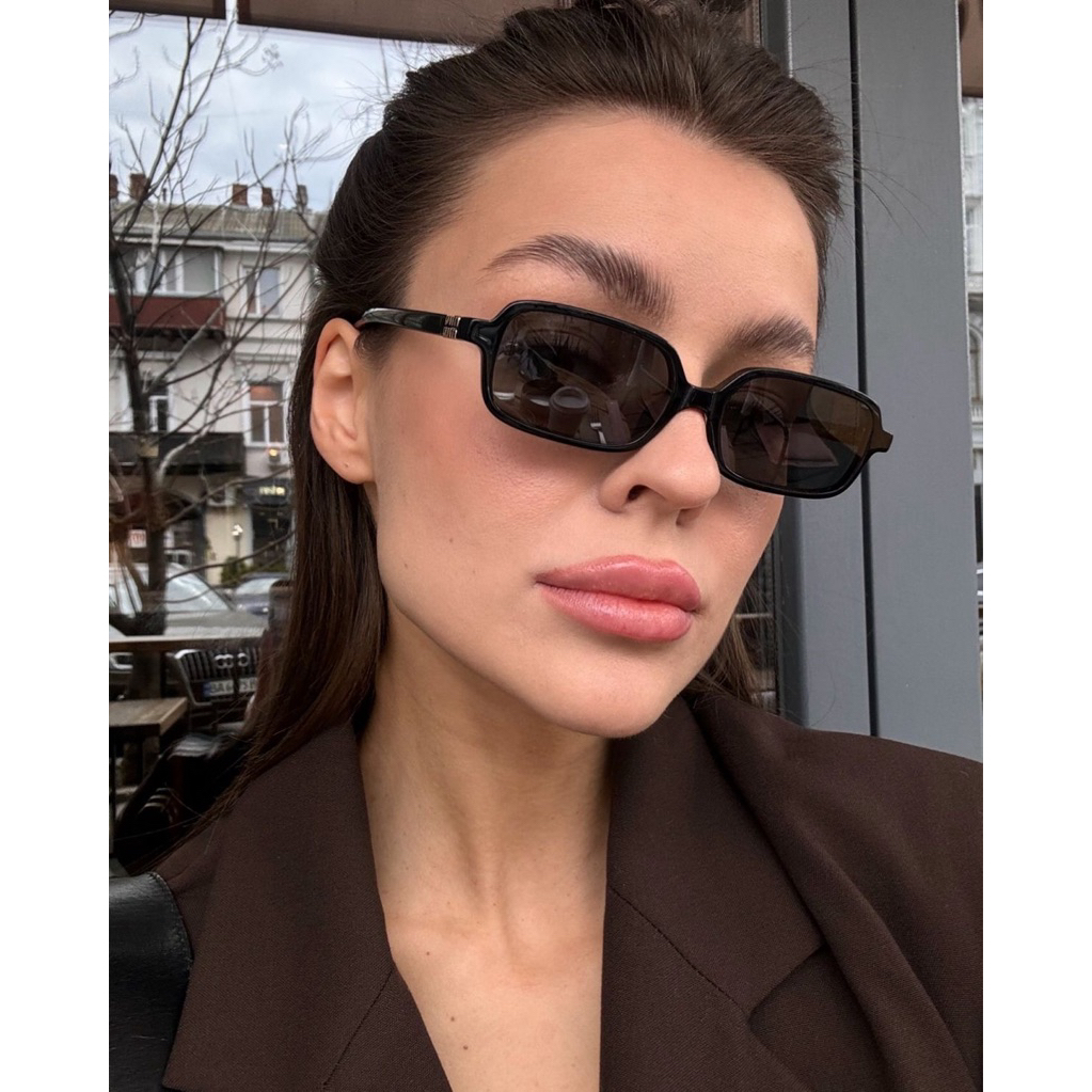 #155 kacamata kotak hitam / leopard / black sunglasses rectangle