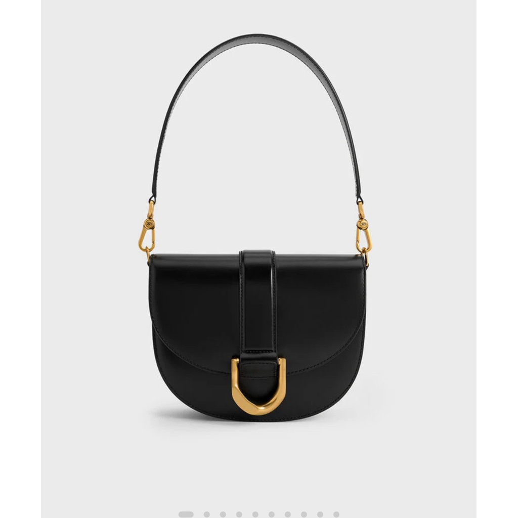 (Ps Hgr) Gabine Leather Saddle Bag - Black 100 % Original singapore
