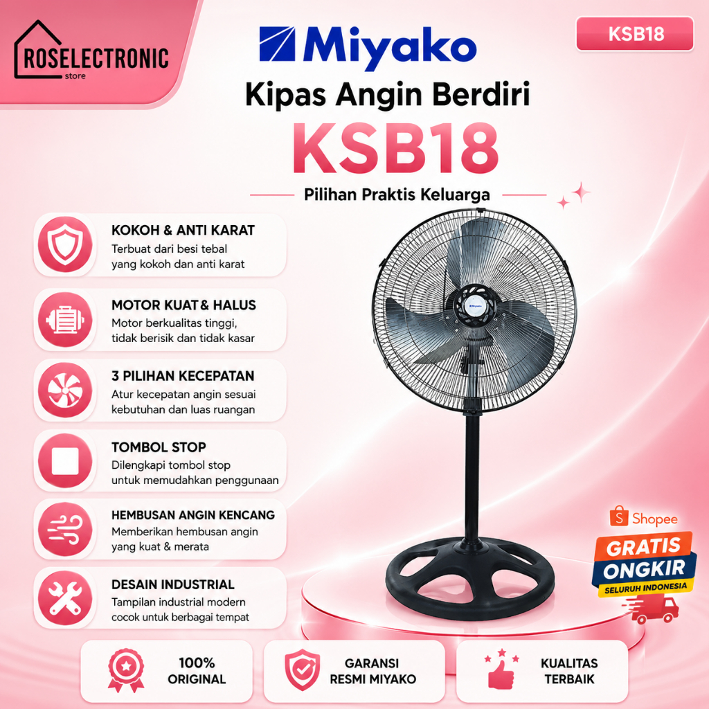 Miyako Kipas Angin KSB18 Stand Fan 18inch KSB 18/KSB-18/KSB 18/KSB18/Miyako Kipas Angin 18Inch