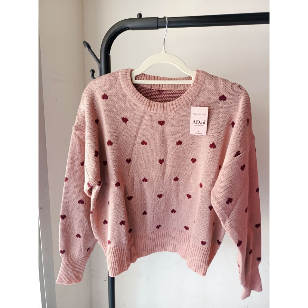 sweater rajut love pink