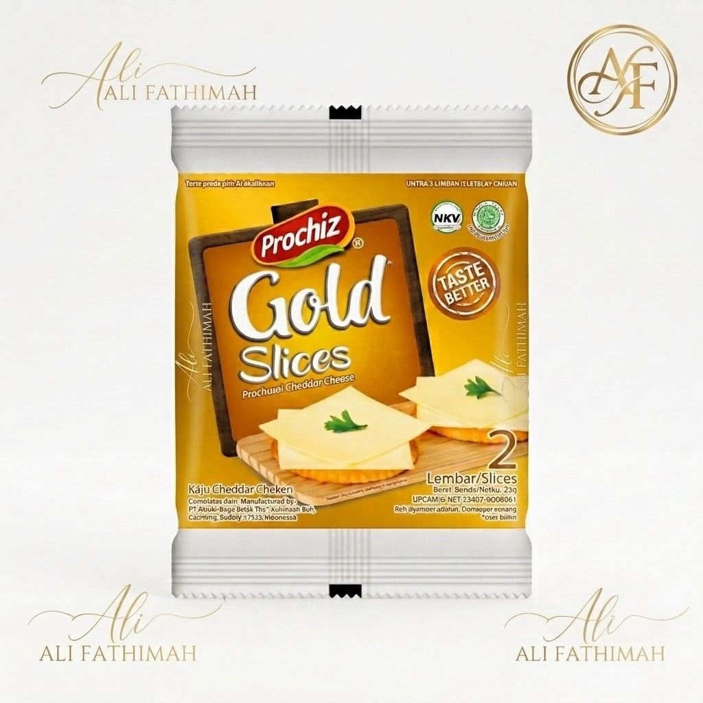 Keju Cheddar Lembaran Prochiz Gold Slices - 2 Lembar, Praktis untuk Cemilan dan Makanan Ringan