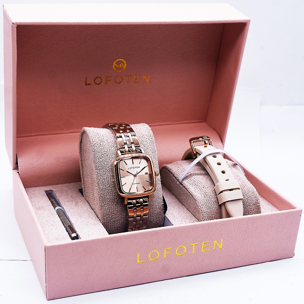 Jam Tangan Wanita LOFOTEN 2333 Stainless Steel + Extra Strap Silicone