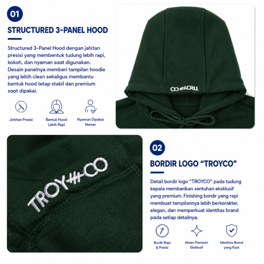Troy Company Hoodie Forest Green Falsehood - Hoodie Pria Hijau KHD 2725