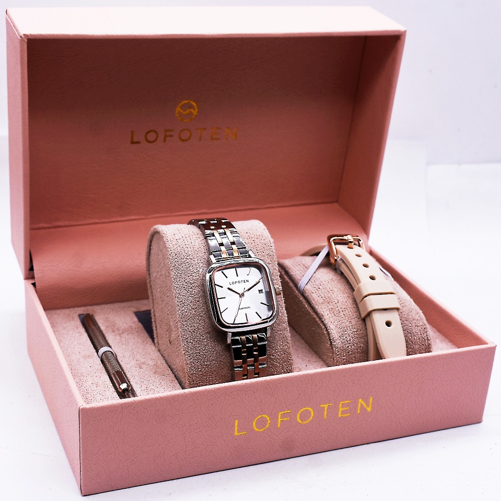 Jam Tangan Wanita LOFOTEN 2333 Stainless Steel + Extra Strap Silicone