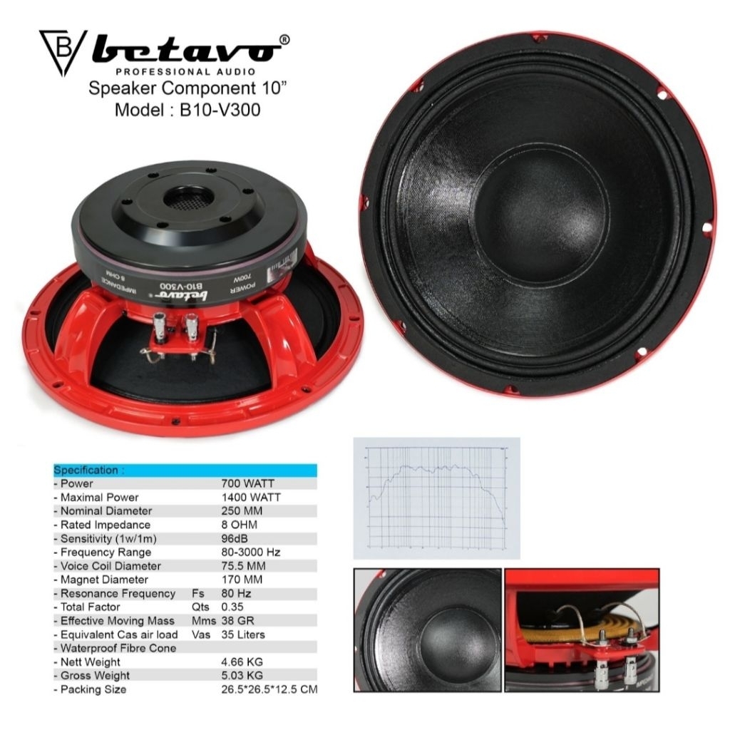 SPEAKER KOMPONEN 10 INCH SPEAKER BETAVO B10 V300 MID LINE ARRAY