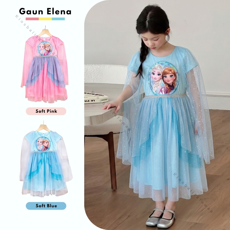 Gaun Elena uk 3-12 Tahun / Gaun Pesta Anak Perempuan Dress Tutu Tile Elegant Mewah Dres Ulang Tahun 