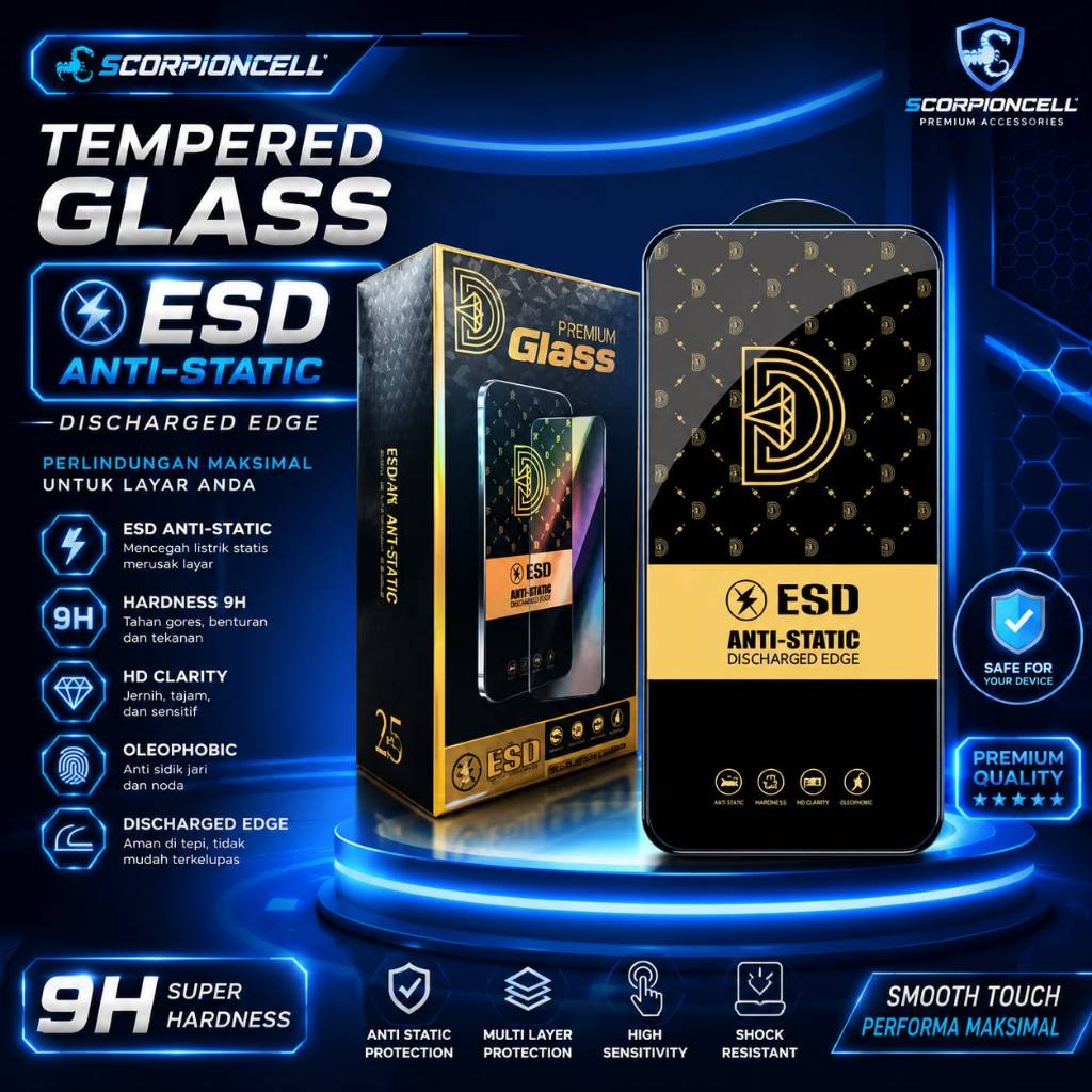 Tempered Glass ESD Anti Static Premium Bahan Tebal 0.4mm INFINIX SMART 10/IF NOTE 12/HOT40i/IF NOTE 