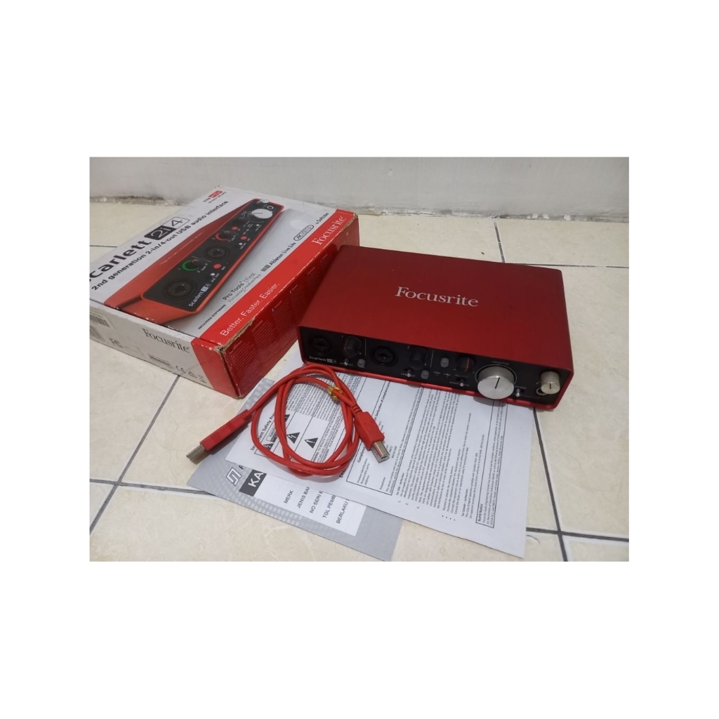 Focusrite Scarlett 2i4 2nd Gen Second Generation Audio Interface Soundcard Mulus Normal Jaya Siap Pa