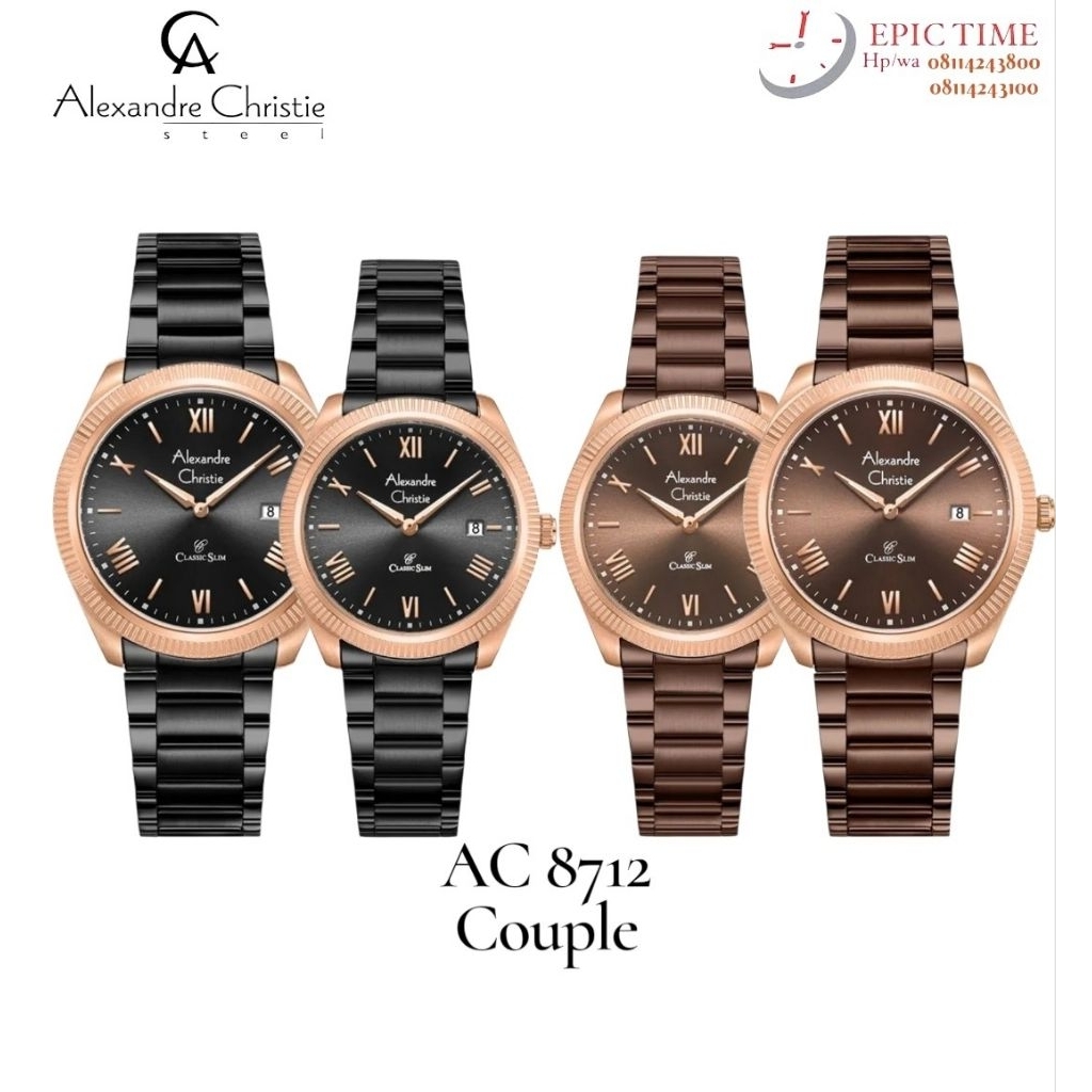 Jam Tangan Couple Alexandre Christie 8712 AC 8712 AC Couple Tali Besi / Stainless steel