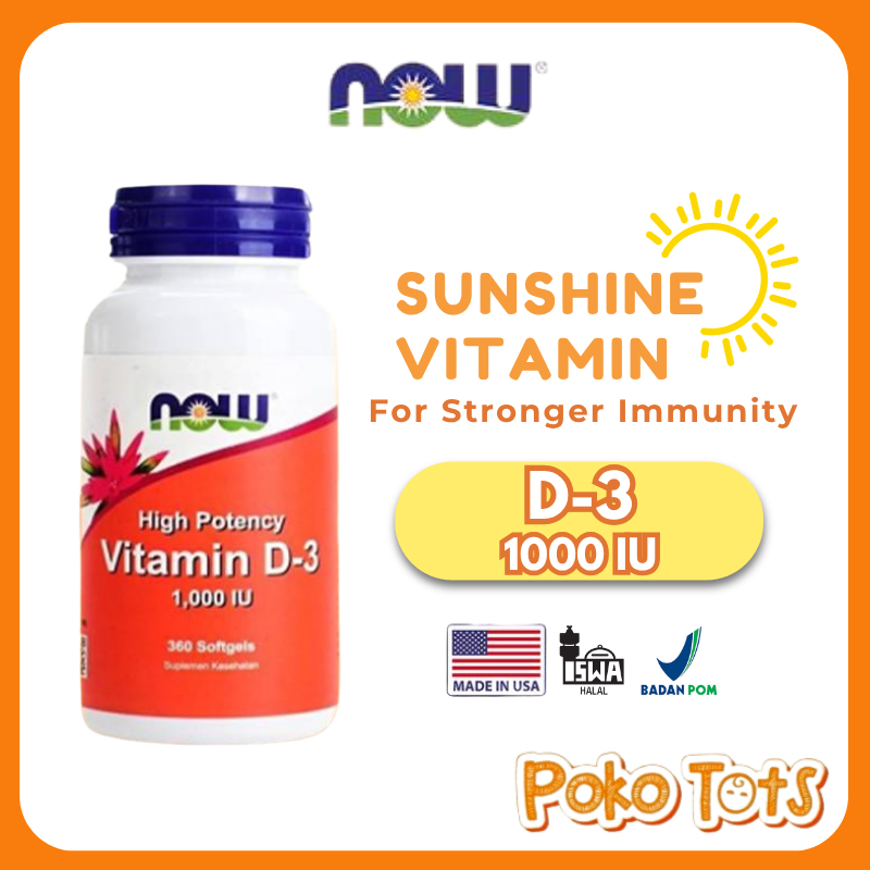 NOW Vitamin D-3 1000 IU High Potency 180 / 360 Tablets Suplemen Kesehatan Tulang & Gigi Vitamin D D-