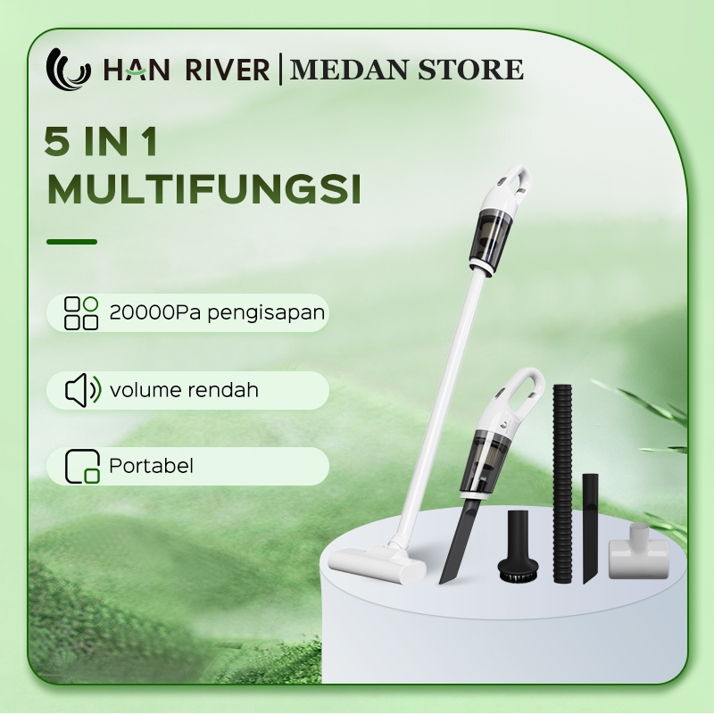 [Dikirim dari Medan]HAN RIVER Vacuum Cleaner Penyedot Debu 5 IN 1 Cordless Portable  20000Pa