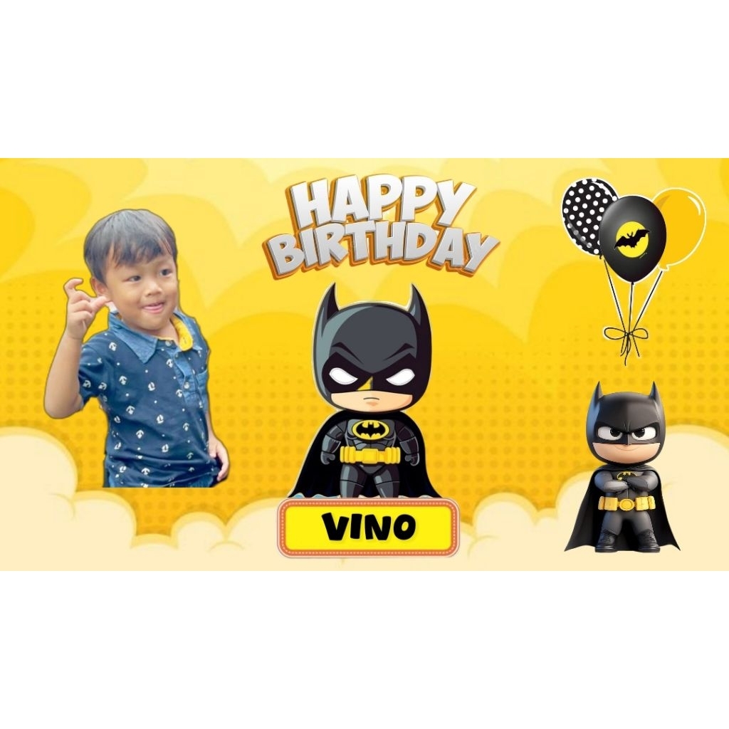 Spanduk BATMAN banner BATMAN spanduk banner ultah anak background BATMAN  custom backdrop ulang tahu
