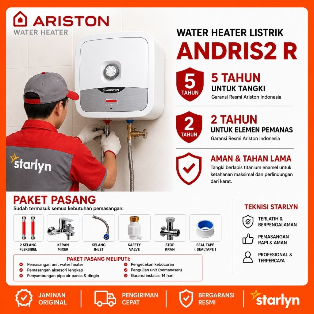 ARISTON Water Heater Andris2 R 10L/15L/30L – Pemanas Air Listrik 10L/15L/30L