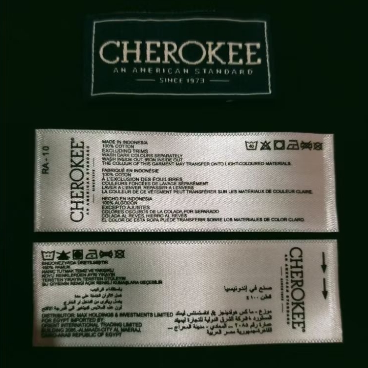 tag cherokee label set tag