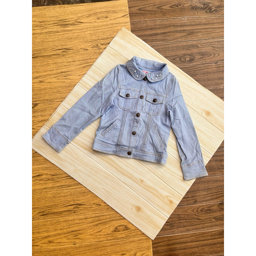 jeket denim permata brukat brokat anak brand MEZZO PIANO size 140 9T 10T