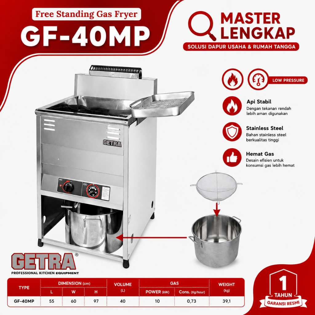 GETRA FREE STANDING FRYER GAS GF-40-MP DEEP FRYER GF40MP THERMOSTAT