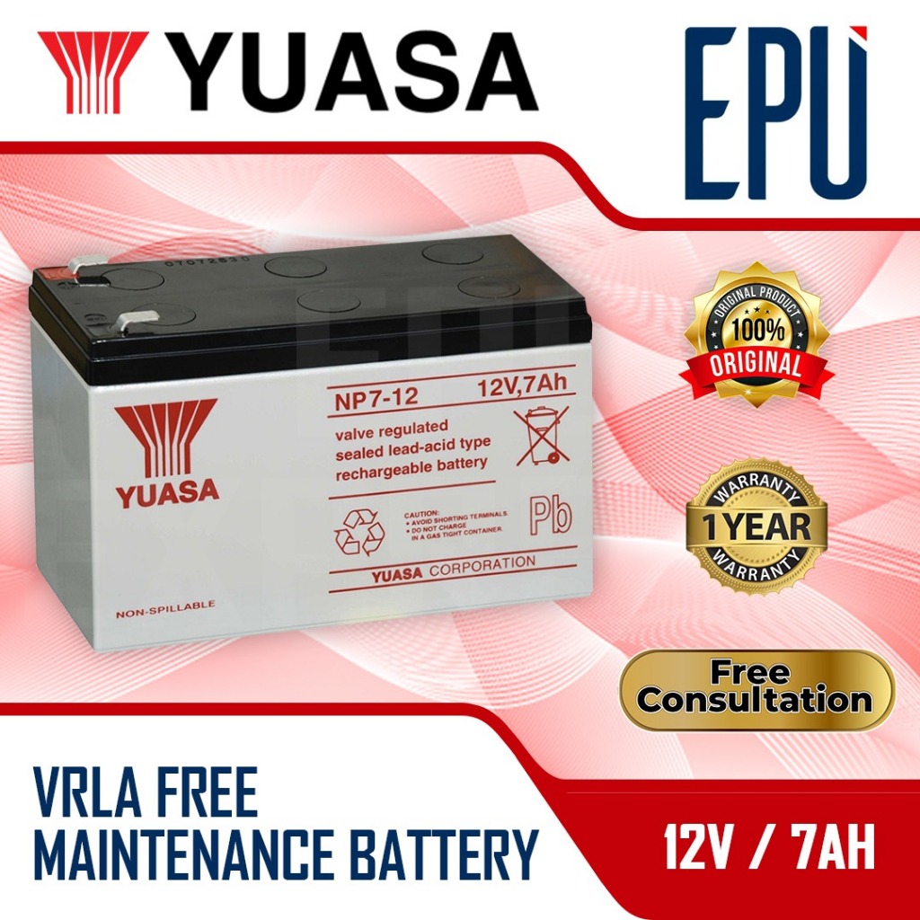Aki Yuasa 12V 7AH Aki Yuasa NP7-12 Aki Kering Aki UPS Yuasa Baterai UPS Battery