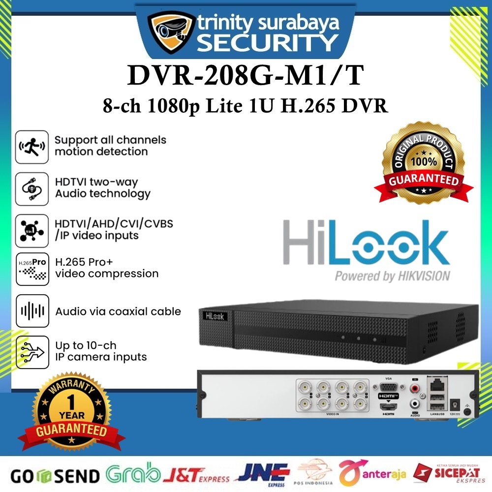 DVR 8ch HILOOK DVR-208G-M1/T By Hikvision