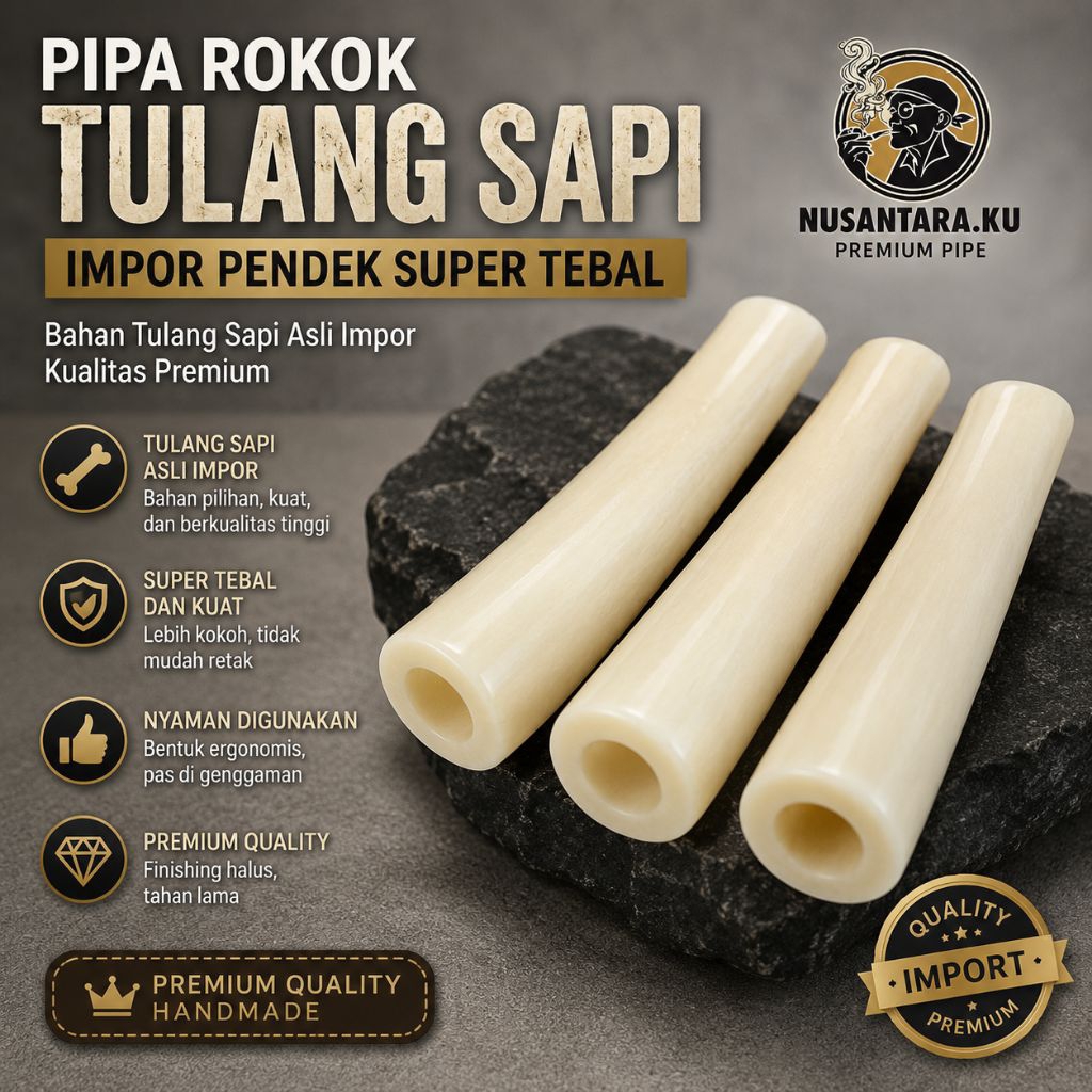 Once Piparokok Pendek Premium minimalis bahan tulang sapi 8cm Cangklong Modern