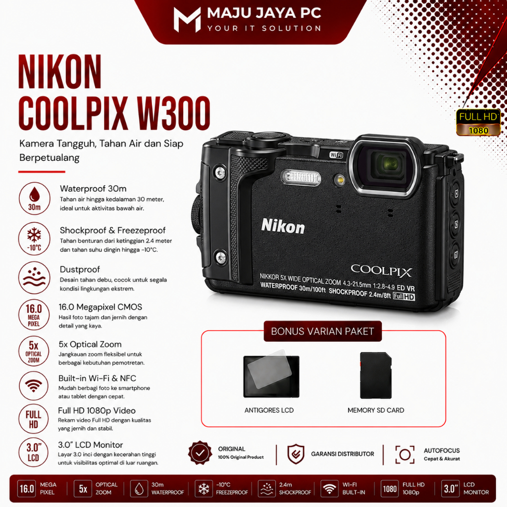 NIKON W300 WATERPROOF DIGITAL CAMERA
