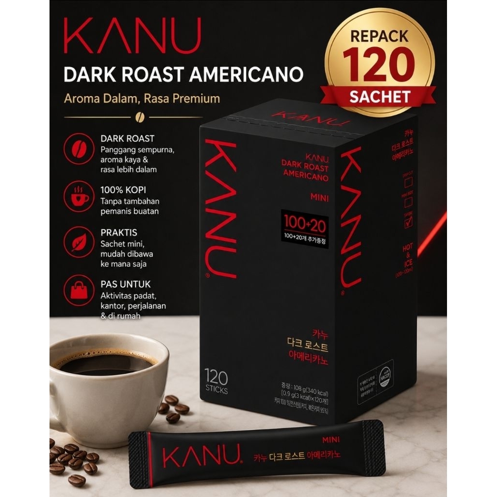 [Repack 120 Sachet] Maxim Kanu Mini Mild/Dark Americano Coffee Kopi Korea