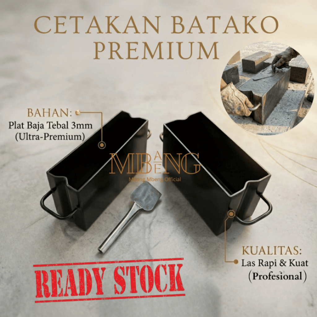 Mbang-Mbeng Cetakan Batako Manual Plat Baja Tebal 3mm Premium Alat Pembuat Batako Press Cetakan Seme