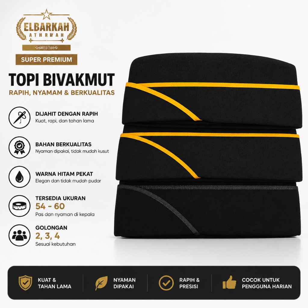 Topi Peci Bivakmut Kejaksaan RI Golongan 2a/2b/2c/2d/3a/3b/3c/3d/4a/4b Ukuran 54,55,56,57,58,59,60 (