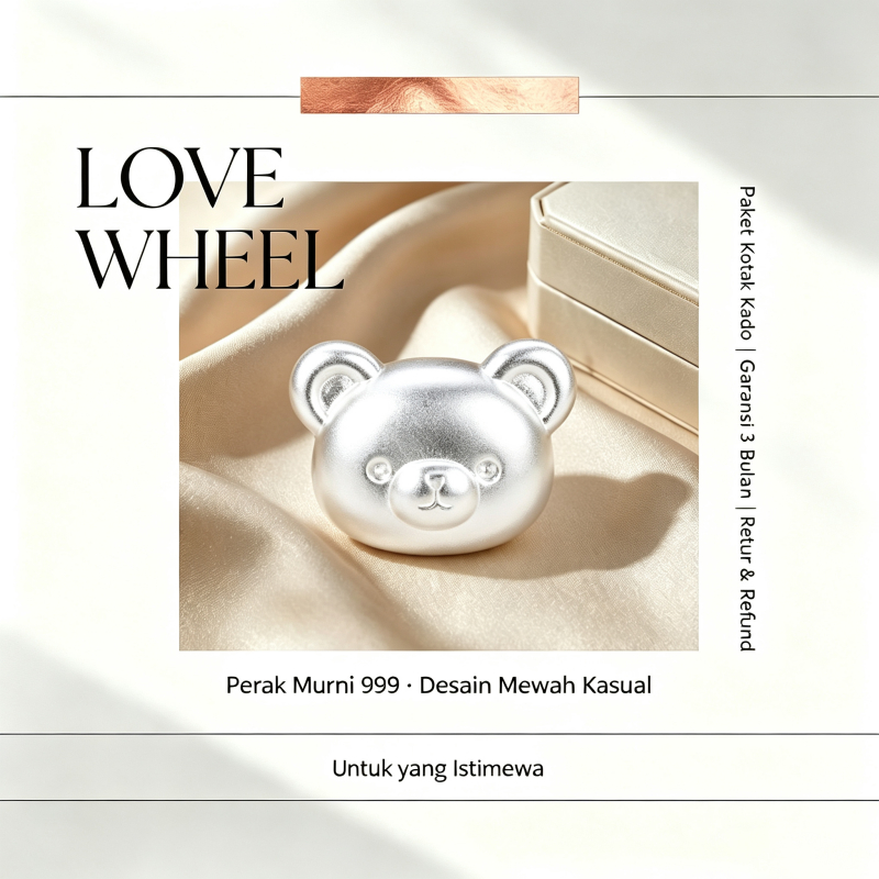 [DIY.HOT]Aksesoris Perak Murni S999, Beruang Rilakkuma / Beruang Lucu, Manik Pembawa Keberuntungan P