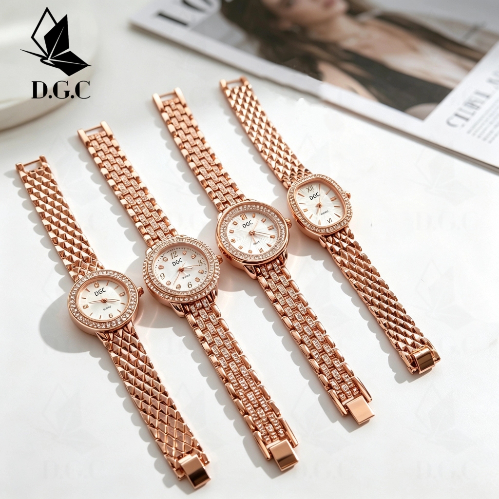 DGC 30259 Jam Tangan Wanita Elegan Dial Berlian Rosegold Mewah Business Korean Style dgc jam tangan