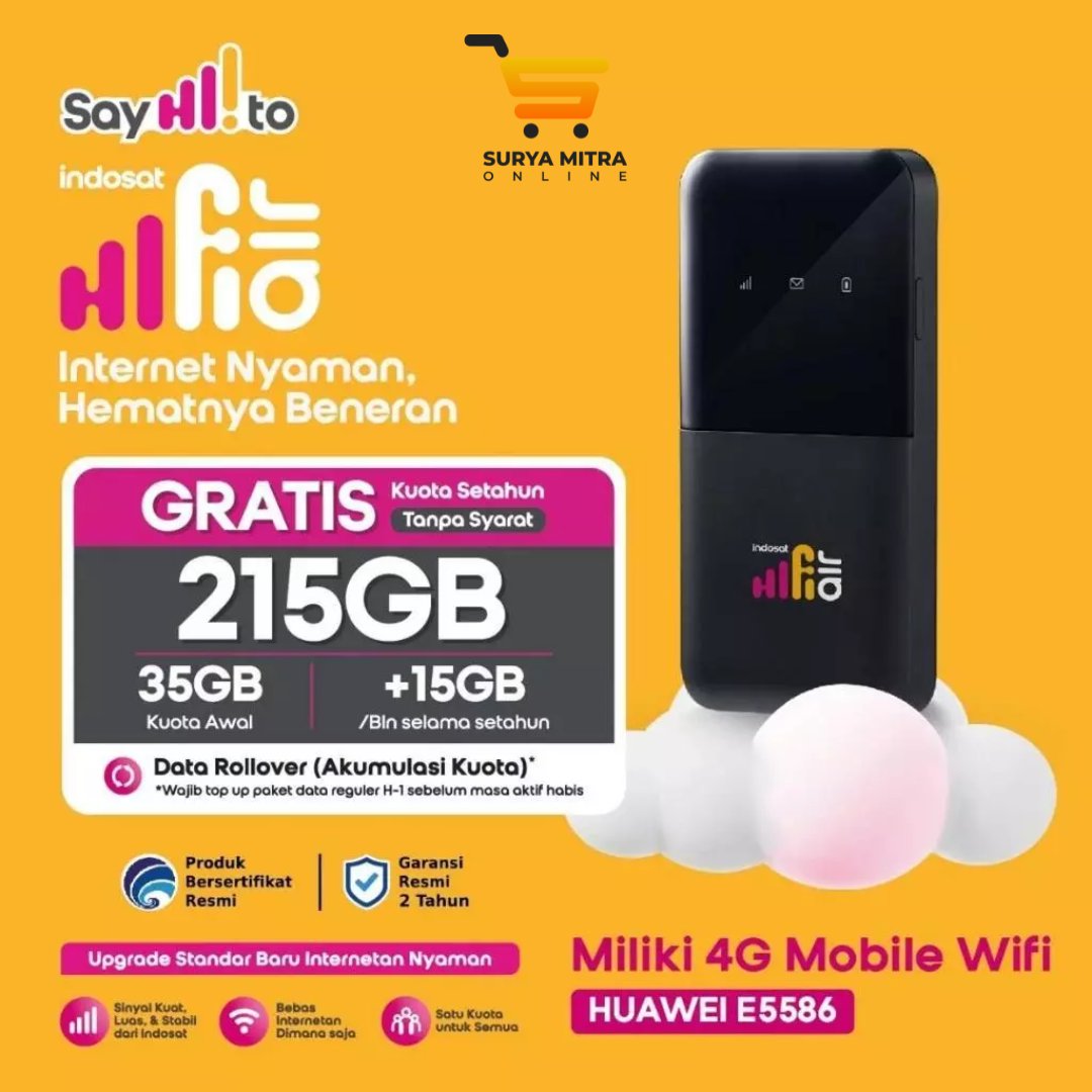 Modem MIFI HIFI Air E5586 Huawei - INDOSAT - Free 215GB