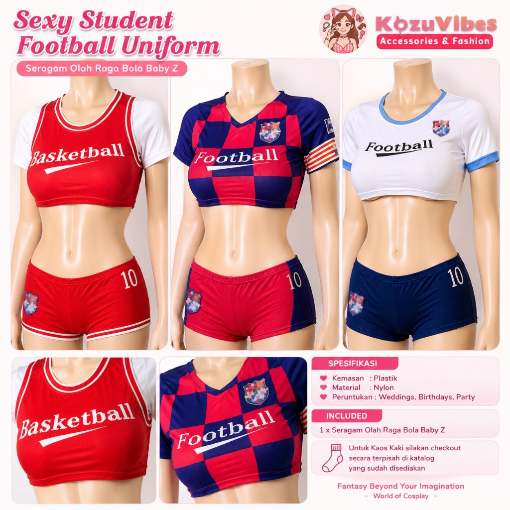 Kozuvibes Sexy Student Football Uniform Seragam Olah Raga Bola Baby Z