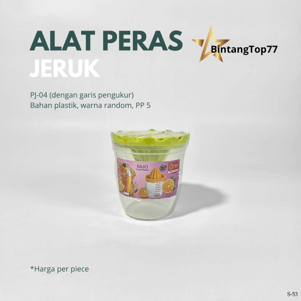 Alat Peras Jeruk Lemon Dengan Wadah Plastik 04 Bajo Yoyo / Manual Squeezer / Perasan Es Jeruk Lemon 