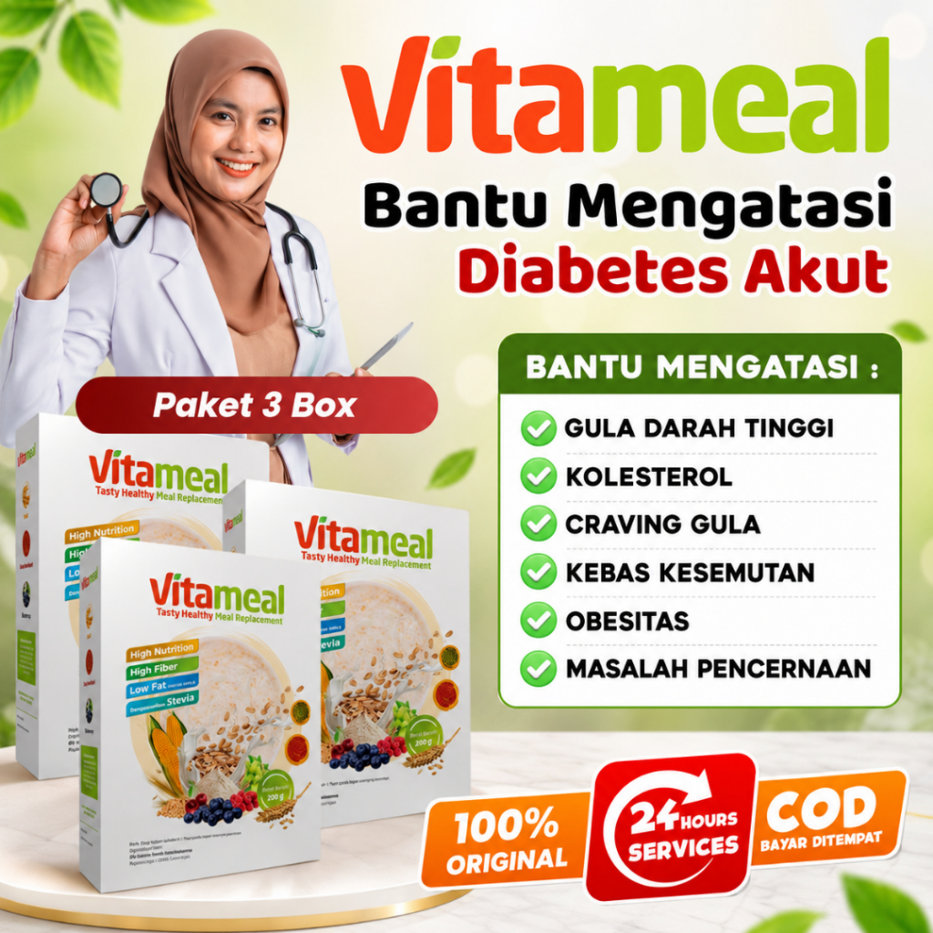 Vitameal - Paket 3 Box Sereal Sehat Multigrain Bantu Menurunkan Gula Darah Tinggi Mencegah Diabetes 