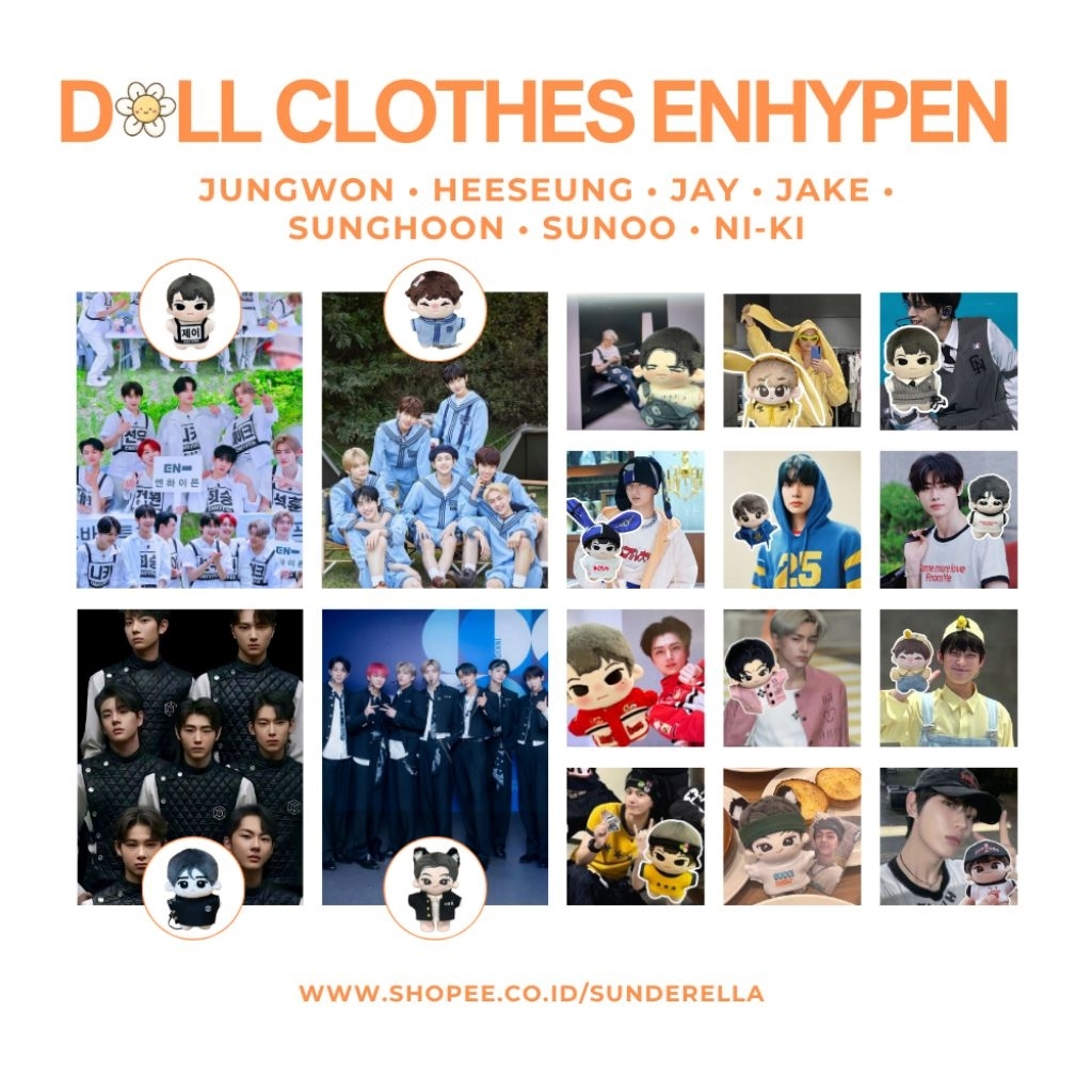 ENHYPEN Doll Clothes JUNGWON HEESEUNG JAY JAKE SUNGHOON SUNOO NI-KI Baju Boneka Idol Kpop [ 10cm / 2
