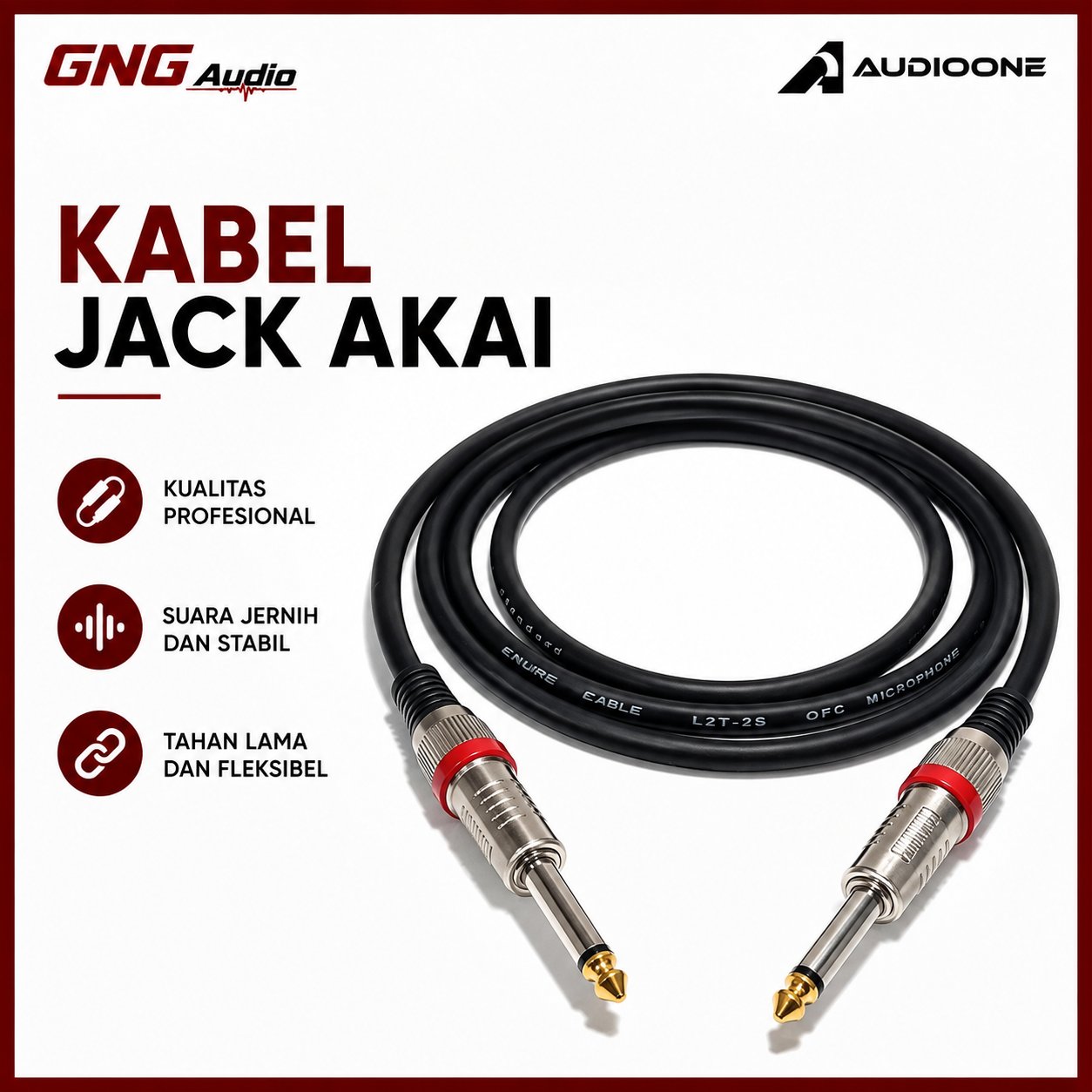 Kabel Jack Akai Stereo 6.5mm ke 2 RCA Male Panjang 1–3 Meter | Audio Mixer & Amplifier | GNG AUDIO