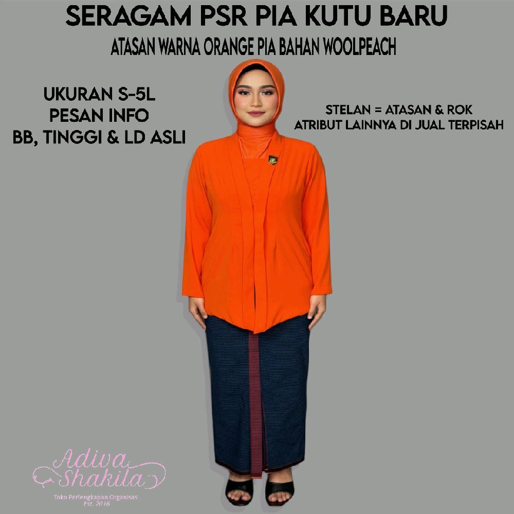 ADIVA-- SERAGAM / ATASAN SAJA / LURIK WIRON SAJA PSR PIA KUTU BARU PLUS WIRON WARNA ORANGE PIA BAHAN