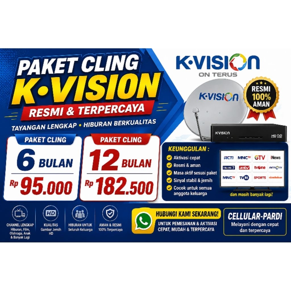 paket Cling k-vision 6/12bulan