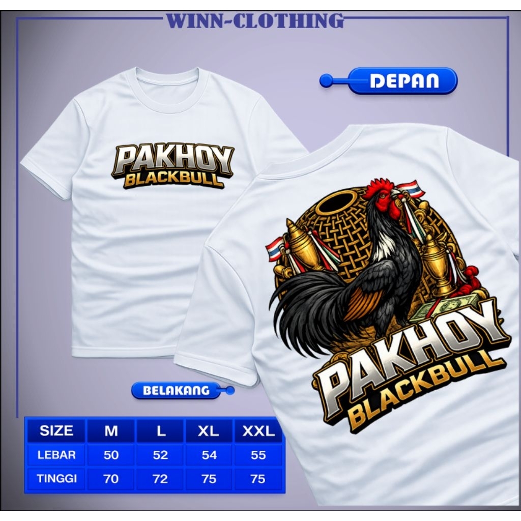 KAOS T-SHIRT PAKHOY BLACKBULL KAOS AYAM PETARUNG VIRAL TERBARU