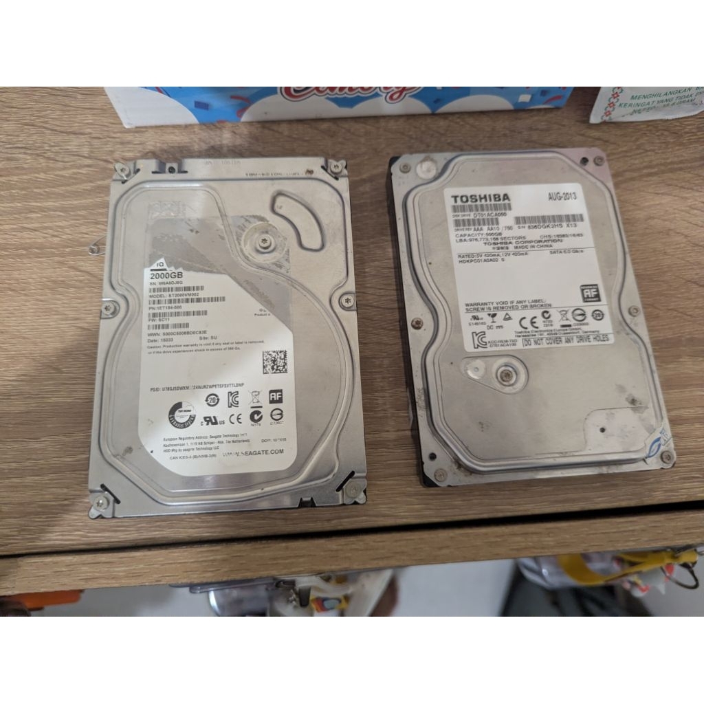 Harddisk 2tb dan 500GB rusak