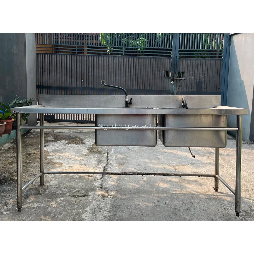 [BEKAS] EX RESTO DOUBLE SINK / MEJA SINK 2 BAK