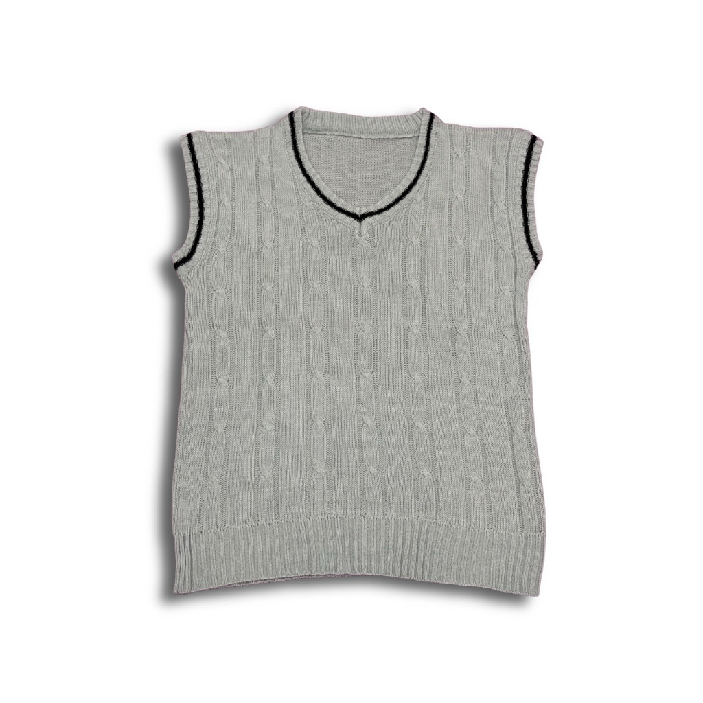 [PRELOVED] Classic Cable Knit Vest – Grey