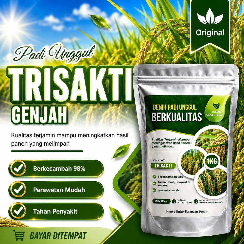 benih padi genjah terbaik TRISAKTI kemasan 1kg original